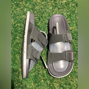 UGG Wainscott Buckle Upper Suede Slide Sandal in Dark Grey Size 10